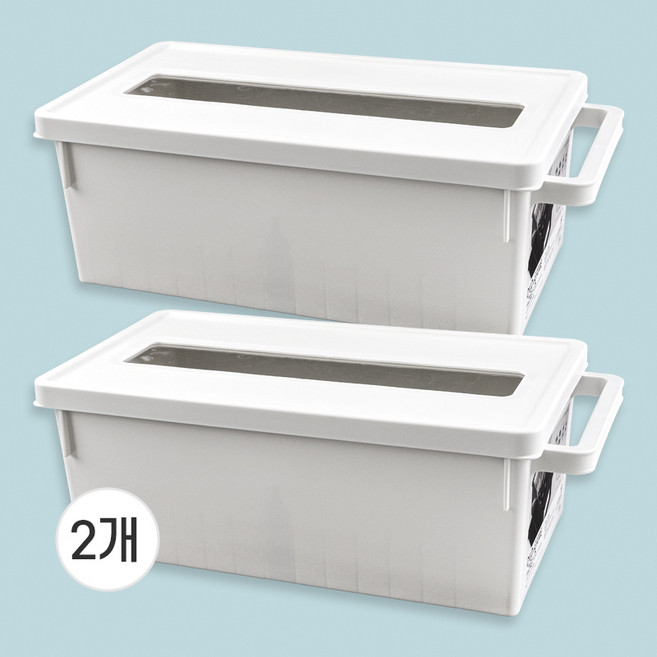 이노마타 손잡이 미디어 컨테이너 DVD CD 만화책 라면 수납 정리 보관 팬트리 수납정리함 리빙박스 2type, DVD보관함, 2개