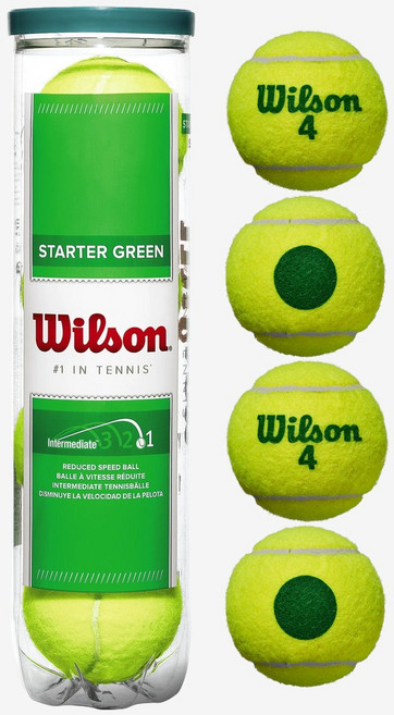 윌슨 스타터 플레이 주니어 테니스볼 그린볼 1캔 4개입, 라임, 1세트