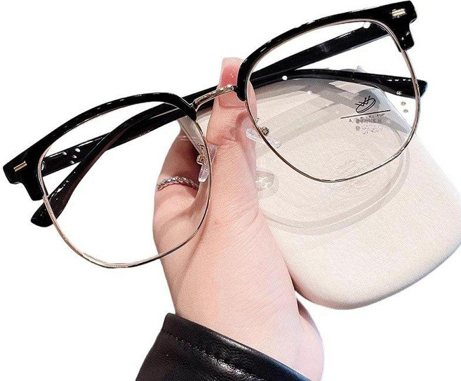 안경테 160mm 대두 빅사이즈 사각 큰안경 반뿔테 글로시블랙 골드 비처방