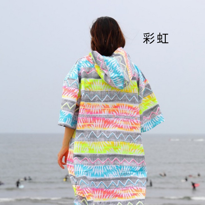 【日本衝浪品牌】TAVARUA 速乾毛巾衣 浴巾衣 沙灘巾 海灘更衣, 1個, 02彩虹