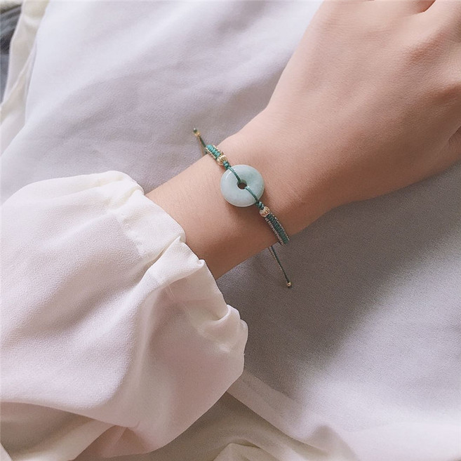 남성여성 옥 비취 평안구 팔찌 금색그린색 끈 매듭팔찌 패션건강운행운팔찌 GSL264