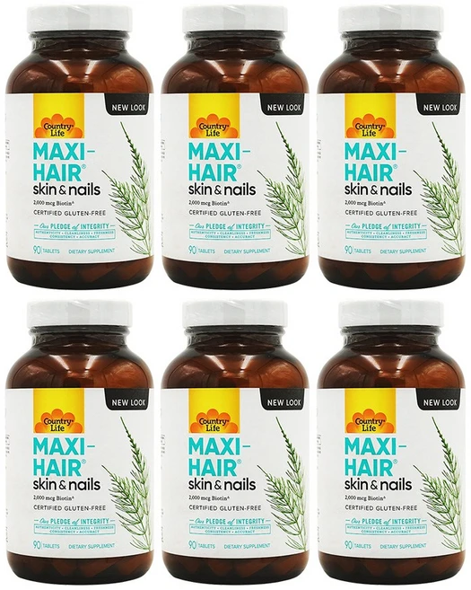 COUNTRY LIFE 맥시 헤어 스킨 & 네일 90 타블렛, 90정, 6개 - 쿠팡
