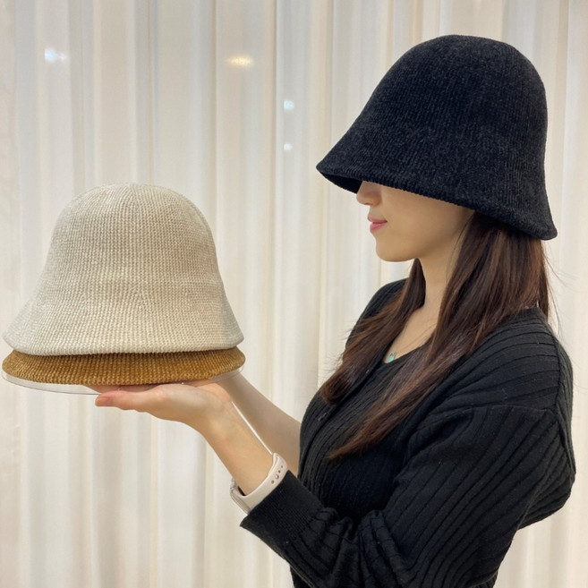 러블루 1+1 빅사이즈 울니트 데일리 버킷햇 벙거지모자