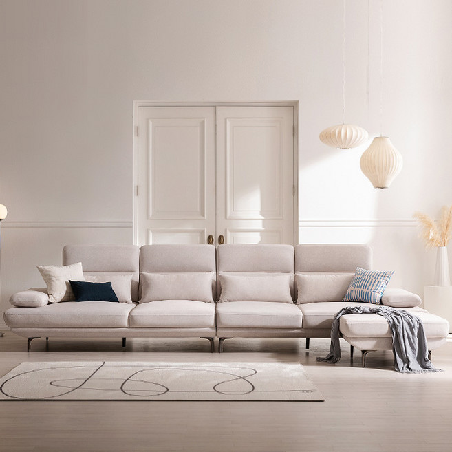 헤이미쉬홈 몽드 6인용 아쿠아텍스 이지클린 조야 패브릭 모듈 카우치 스윙 소파, 크림아이보리, 6인용 스윙소파+소파스툴 1개