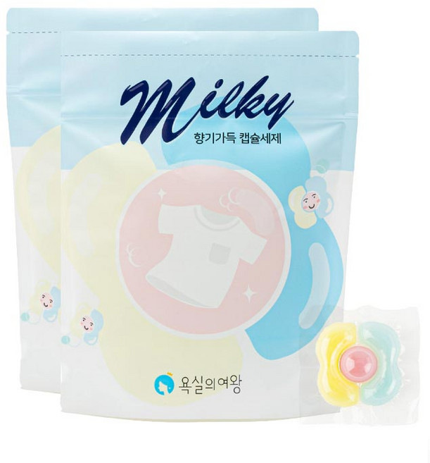 욕실의여왕 고농축 액체 밀키 캡슐 세탁세제 25입 드럼일반겸용, 2개, 25개입
