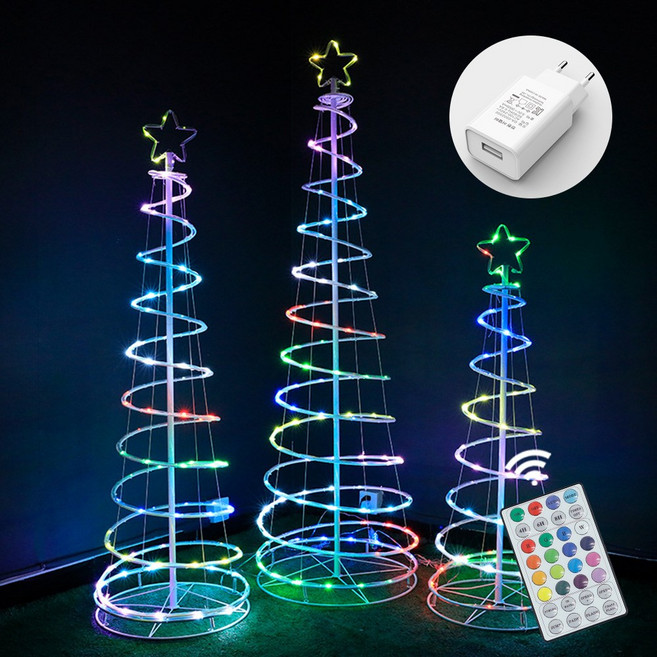 21세기트랜드 USB 크리스마스 빙빙 트리+리모컨 어댑터, 1200mm, 1개