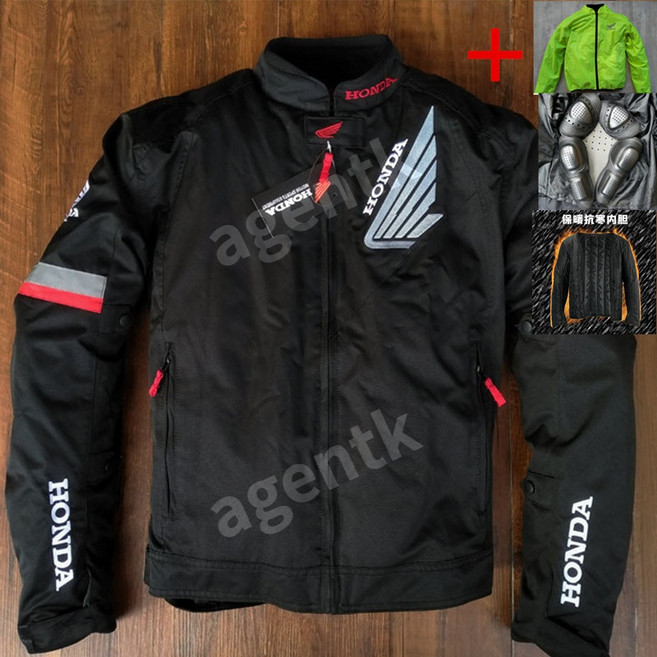 혼다 오토바이 매쉬자켓 방풍 자켓 재킷 통기성 슈트 보호 메쉬, 블랙 겨울, L
