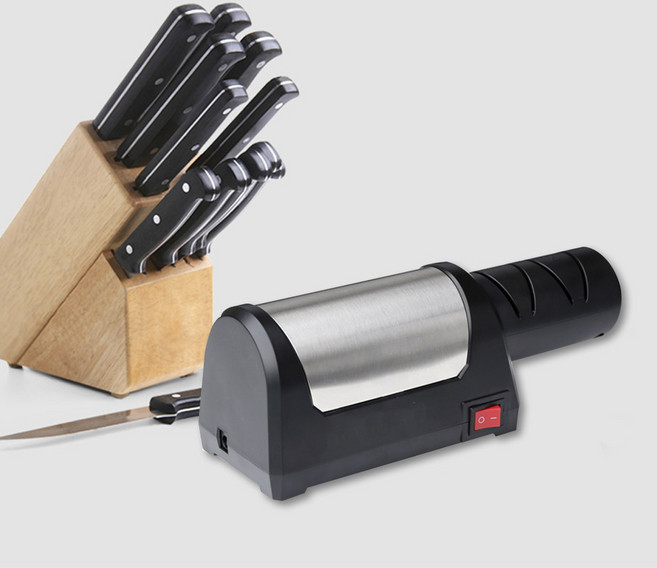 무한리필가능 전동 칼갈이 숫돌 가정용 업소용 자동 칼갈이, 블랙, 1개