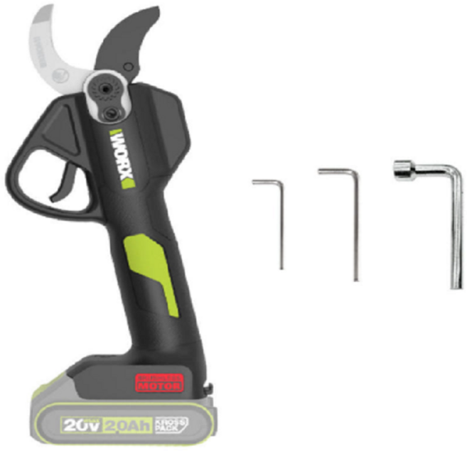 웍스 20V 충전 전정가위 전동 가지치기 가위 브러시리스 WU571 베어툴(본체만), 1개