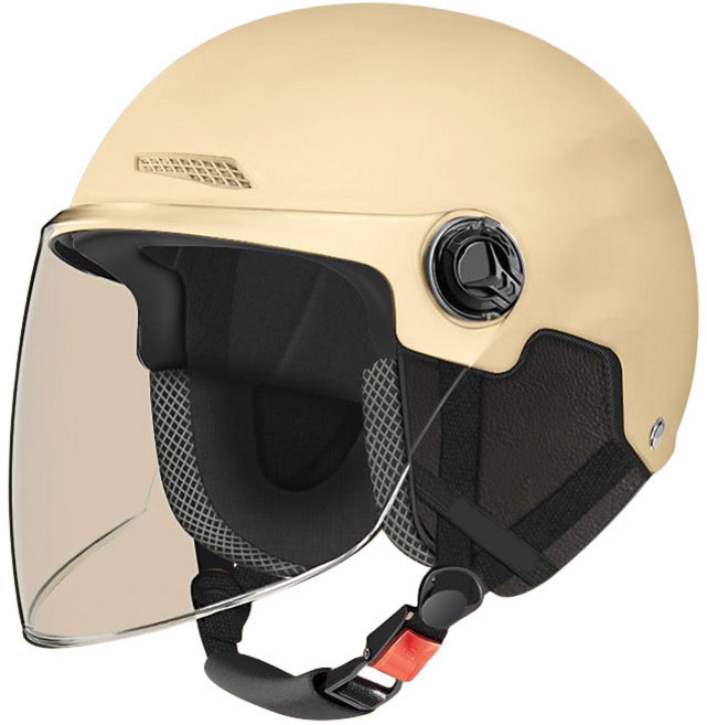 DS 충격흡수 자외선차단 안전 헬멧, 방풍 투명 긴 쉴드, 베이지