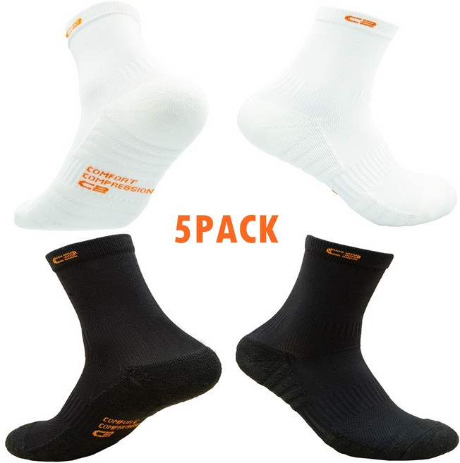 C2양말 The Run ELITE 5PACK 러닝 골프 테니스 운동 마라톤 트레일러닝, 화이트5