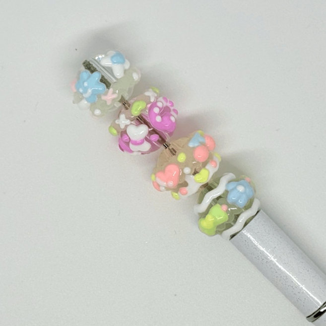 볼펜꾸미기 DIY 케이크 디저트 플라워 AB코팅 미니 유광 볼펜꾸미기, 1개, 상세페이지 참조