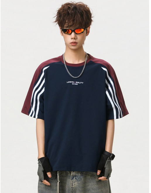 하울맨 남성 배색 라글란 빅사이즈 반팔 티셔츠