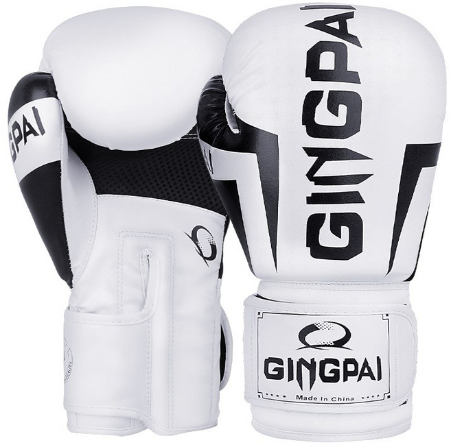 GINGPAI 권투 글러브 타이 트레이닝 글러브 격투 무술 장갑 6-12oz GG1H, 1세트, 화이트