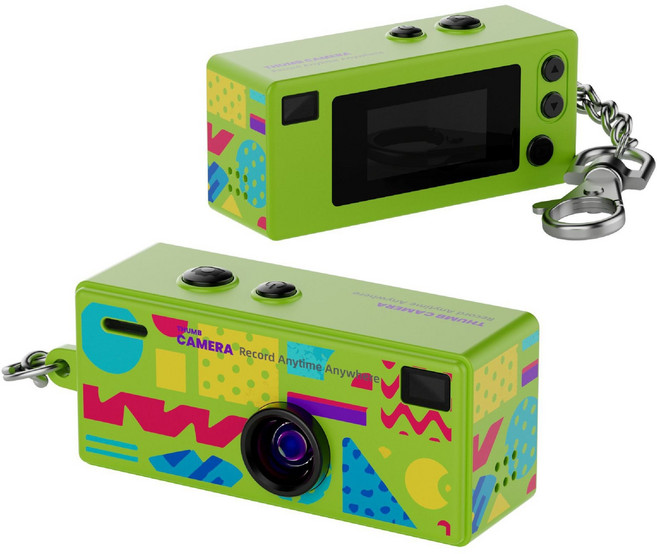 CCD復古迷你小型數碼相機學生校園照相機拍照錄像鑰匙扣掛件相機, 1個, 黃綠色+32g內存卡:1個