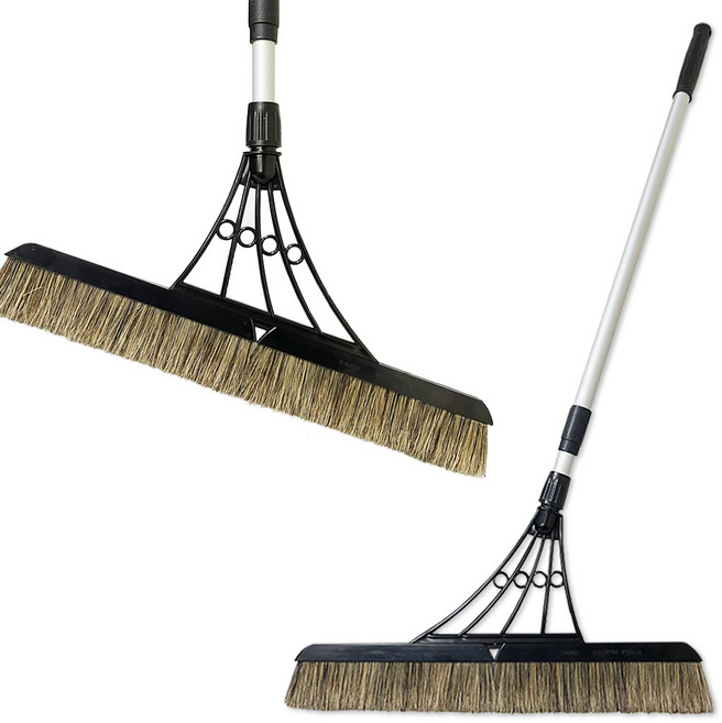 2단 자연돈모 와이드 잘쓸비 (돈모 블랙2개 포함) 긴빗자루 넓은 돈모방비 머리빗자루 미용실, 1개