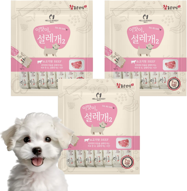 설레개2 강아지 젤타입 짜먹는 영양간식 7P, 소고기, 105g, 3개