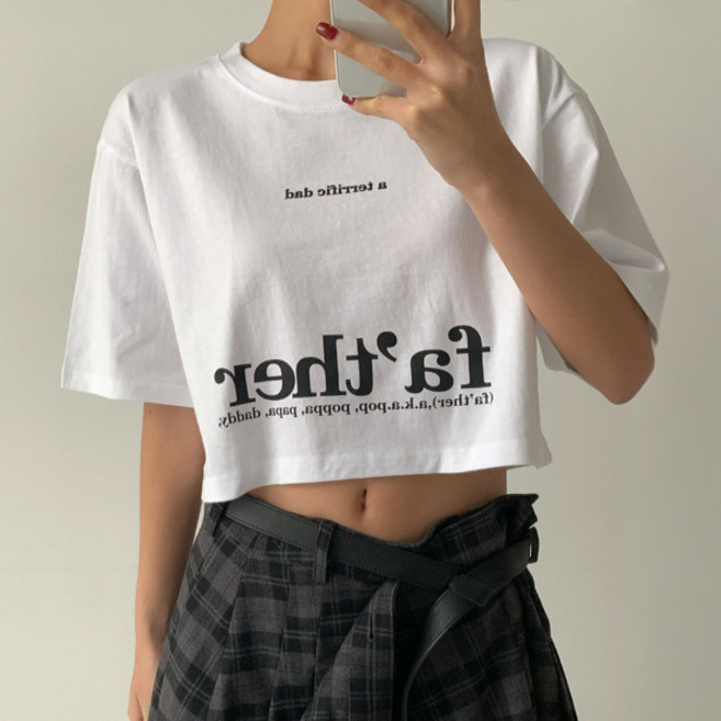 마이쏭 여성 터뤼픽레터링크롭반팔티