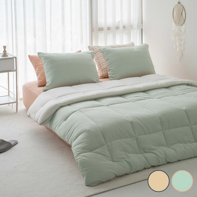 [올리비아데코] 콜라주 모달 워싱 양면 차렵이불(Q)