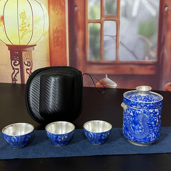 鍍銀吉祥龍旅行茶具套裝, 1個, 鎏银祥龙快客杯, 鎏银祥龙