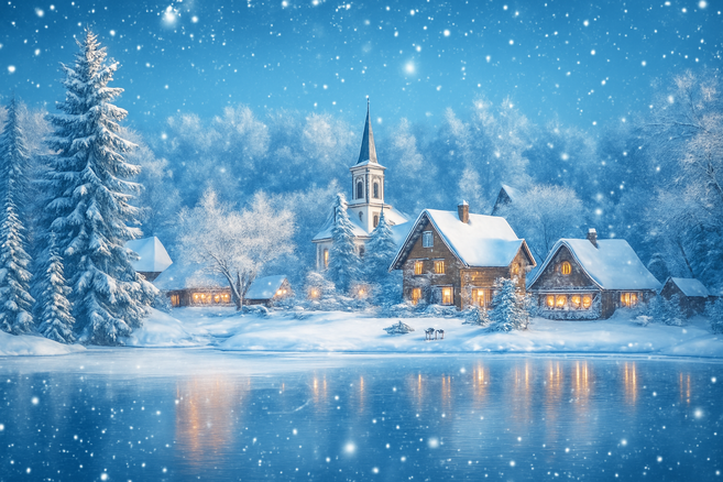 겨울실사스타일 현수막 겨울배경 실사사타일 대형 초대형 겨울배경 현수막 무료문구 무료디자인 가능 빠른 배송 유치원 어린이집, 겨울숲과 호수