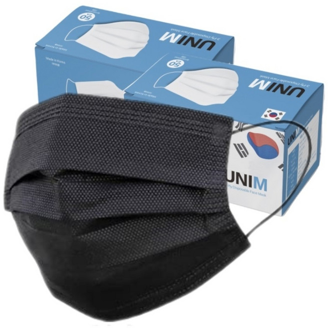 유니엠 마스크 (대형) 국산 MB필터 마스크, 50매, 2개, 블랙