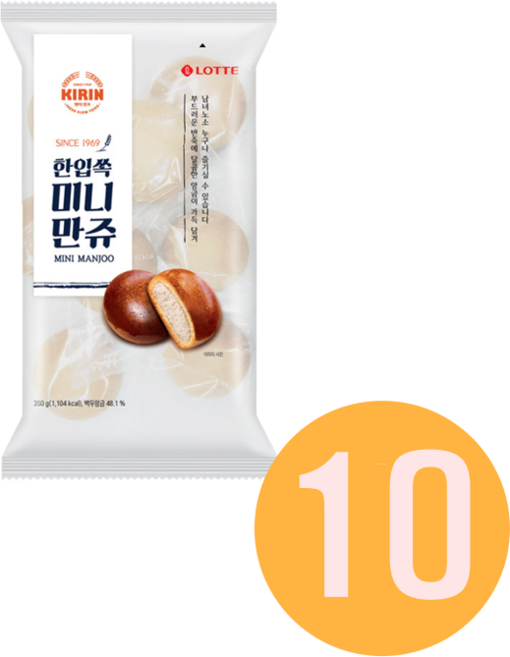 롯데 스위트몰 기린이네한입쏙미니만쥬 4봉 350g, 10개