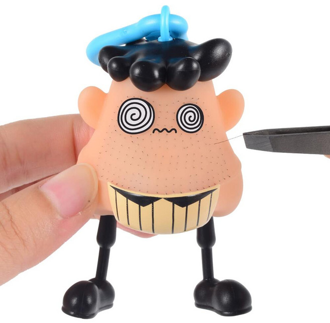 Fidget Toys 털뽑는인형 수염뽑기인형 털뽑기장난감 스트레스해소 가방키링 강박증완화, Dizzy, 1개