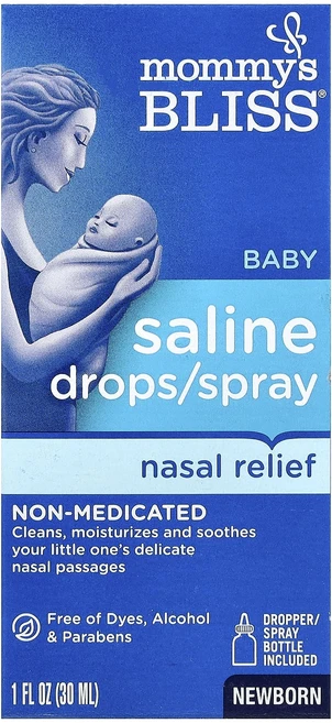 건강챙기세요 Mommy's Bliss 아기용 식염수 드롭/스프레이 비강 완화제 신생아 30ml(1fl oz) 백살까지오래오래, MommysBliss아기용식염수드롭스프레이비강완화제신생 - 쿠팡