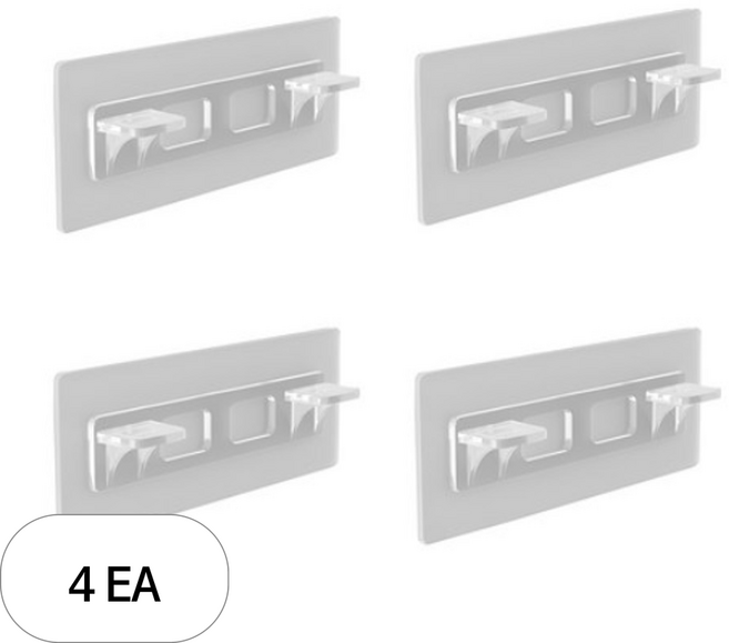 구디푸디 무타공 선반 받침대 부착식 후크, 투명 색상, 4개