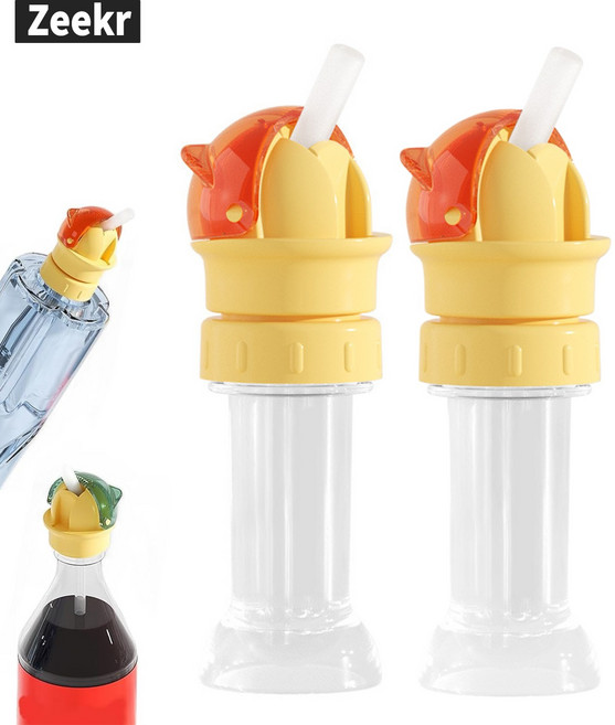 Zeekr 물병 뚜껑 변환 캡 방수 및 방울방지 스트로우 캡 누수 방지 설계 휴대용 및 편리한 사용 내구성 및 재사용 가능, 빨간색, 2개