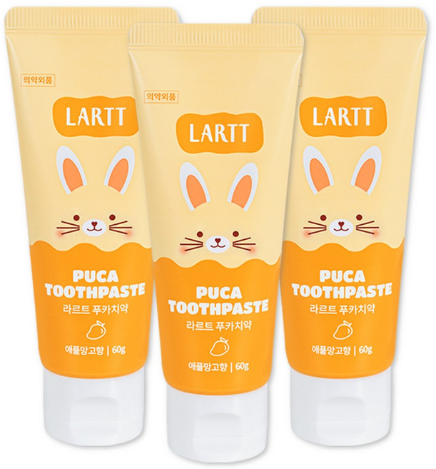 라르트 푸카 무계면 어린이 불소 키즈치약 애플망고향, 3개, 60g