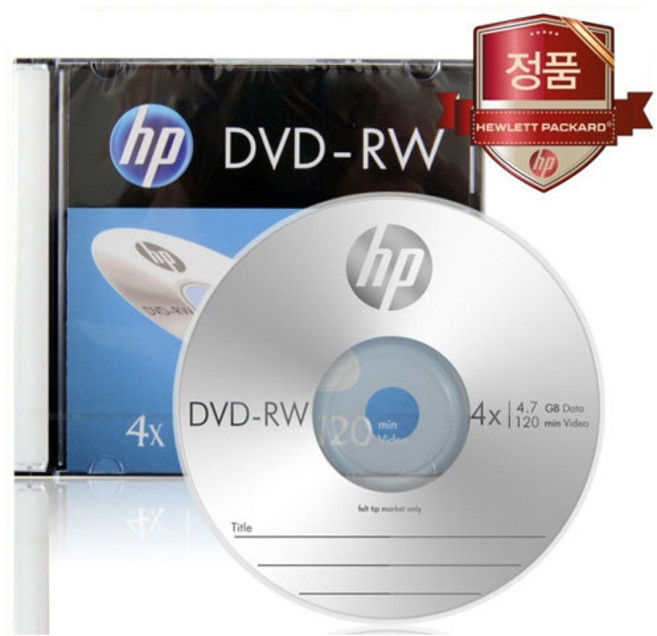 [드림라이프] HP DVD-RW 4x 4.7GB 슬림케이스 (1개), 1개