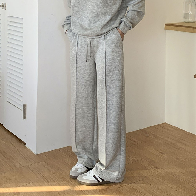 앤샵 여성용 롱/숏 2단기장 맨투맨+핀턱 밴딩 일자 팬츠 상하의세트 스판 쫀쫀 비안나 트레이닝세트 빅사이즈 키작녀 키큰녀