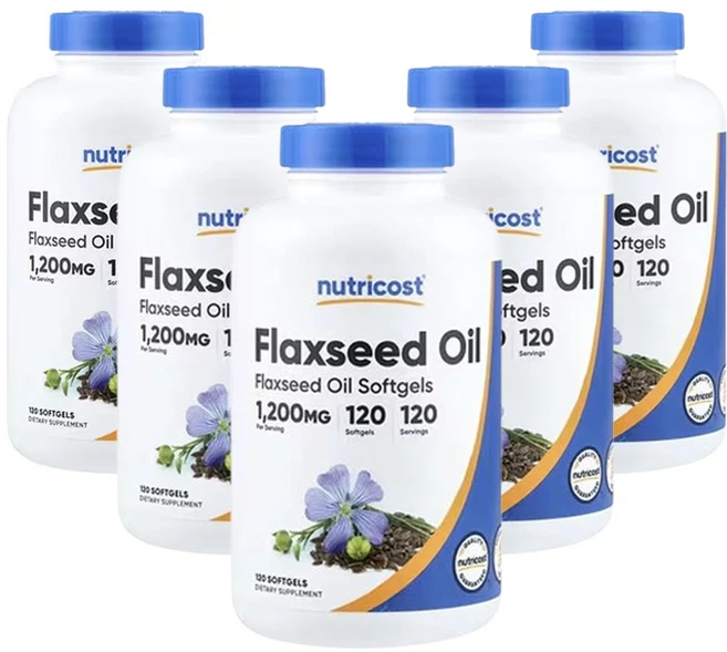 뉴트리코스트 아마씨유 1 200mg 120소프트젤, 5개, 120정 - 쿠팡