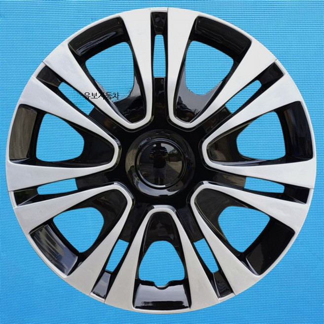 자동차 휠커버 휠캡 튜닝용 플라스틱 커버 탈착 호환 14인치 15인치, 14인치 실버 블랙, 1개