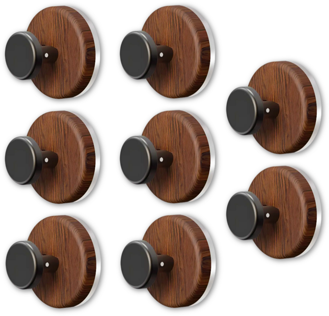 엘케이굿 일체형 무타공 호두나무 빈티지 강력 흡착 후크 8개, 1세트, 월넛패턴