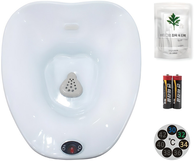 비타그램 코드제로 무선 좌욕기 + AA건전지 2개 + 온도 스티커 + 쑥팩 30포, WGT-0623, 스카이