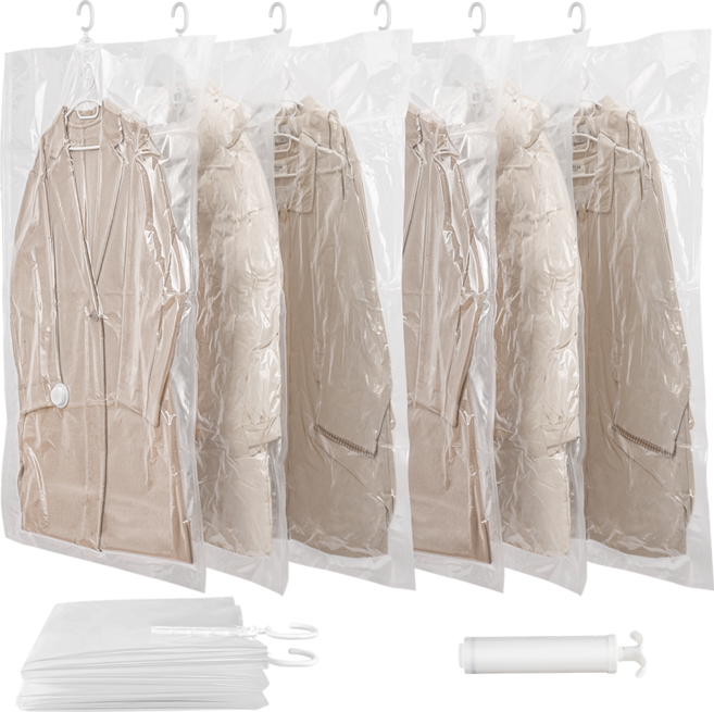 옷걸이형 압축팩 여행용 진공 압축 파우치 패딩 겨울옷 진공팩 + 1개 압축팩 펌프, 1세트, 2개입