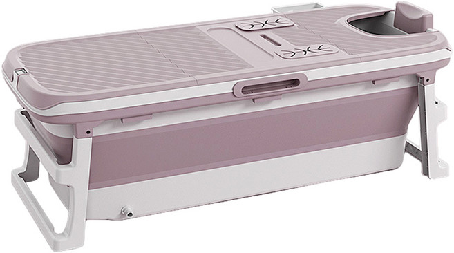 可折疊浴缸 附溫度顯示與按摩設計, 浴缸加大粉色, 1個