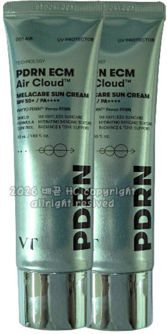 VT PDRN 에어클라우드 멜라케어 선크림, 50ml, 2개