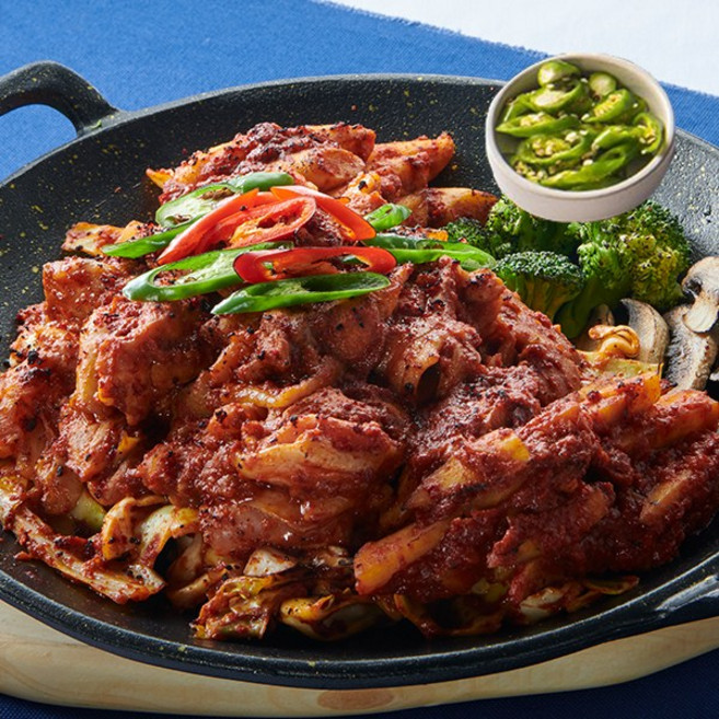 춘천 참닭갈비 1kg 땡초 매운맛 4인분 국내산 통닭다리살 (고기 1kg) 추가소스 증정, 1개