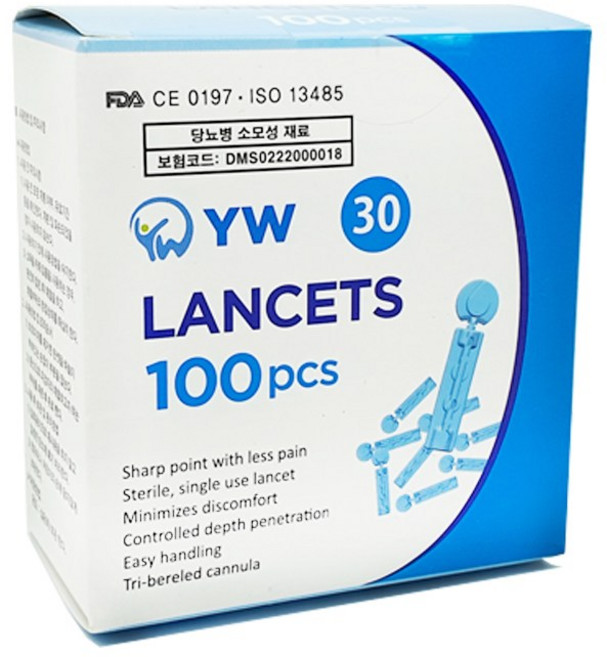 YW 일회용 수동 채혈침, 100개입, 1개