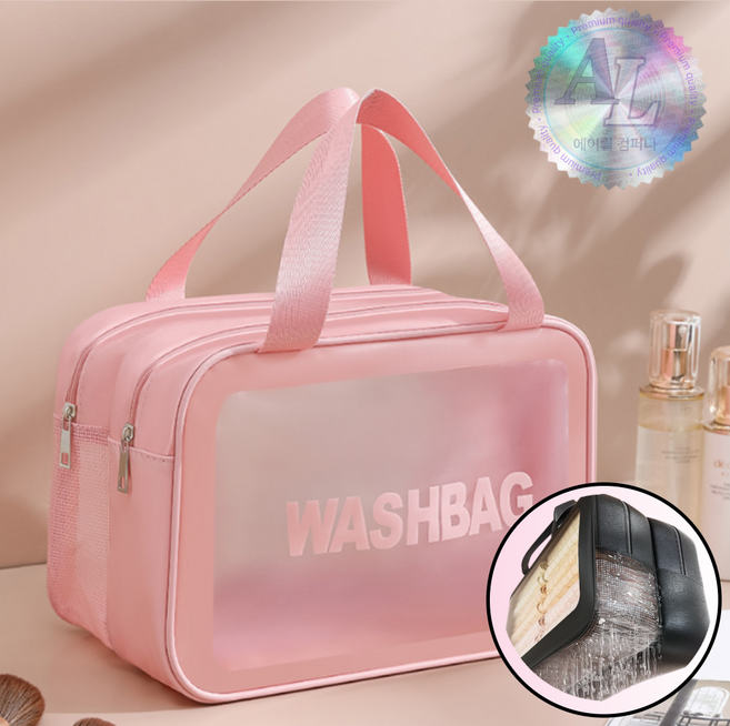 AL컴퍼니 워터파크 수영 메시 방수 이중 워시백 파우치 가방, 핑크