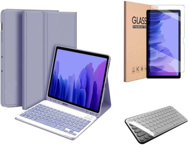 갤럭시탭 호환 블루투스 무선 키보드 케이스 북커버 S펜수납 삼성 플러스 케이스나라, 라벤더