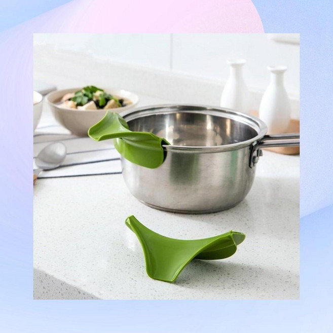 클립고정형 냄비깔때기 연질실리콘 국물따르기 주방 흘림방지 보조깔때기, 1cl3 2실리콘따르개-블루, 1개