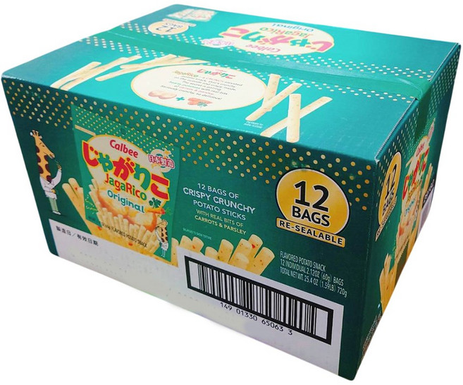 Calbee 薯條餅乾 原味 12入隨手包 非油炸馬鈴薯脆條, 60g, 12個