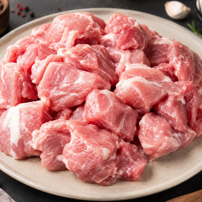 국내산 냉장 한돈 뒷고기 1등급 생고기 HACCP 인증 돼지고기 김치찌개용 구이 볶음용, 6개, 500g