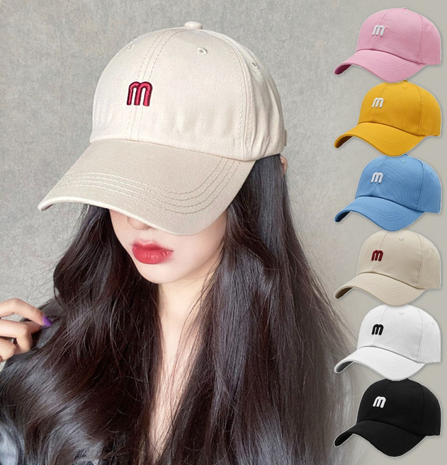 미다미 심플m 레터링 파스텔 데일리 남녀공용볼캡 (5컬러)