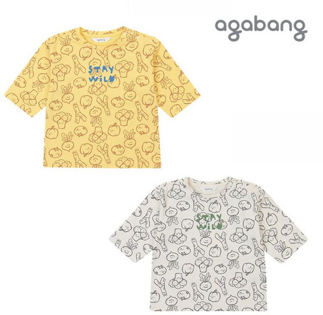 아가방 러브칠부채소티셔츠 IVORY YELLOW 01P551002